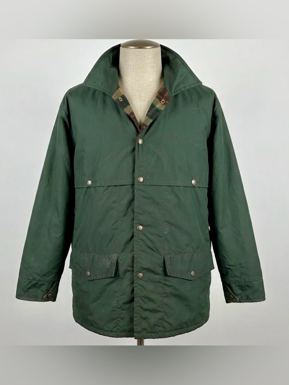 Vintage Pioneer Mens Large Wool Lined Field Jacket Green Canvas Barn Coat Canada